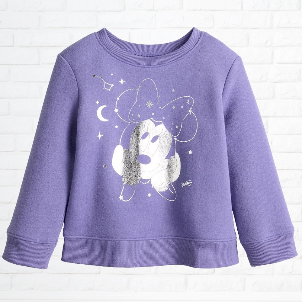 NWT Disney's Minnie Mouse Toddler Girl Crewneck Fleece Sweatshirt - Size 4T